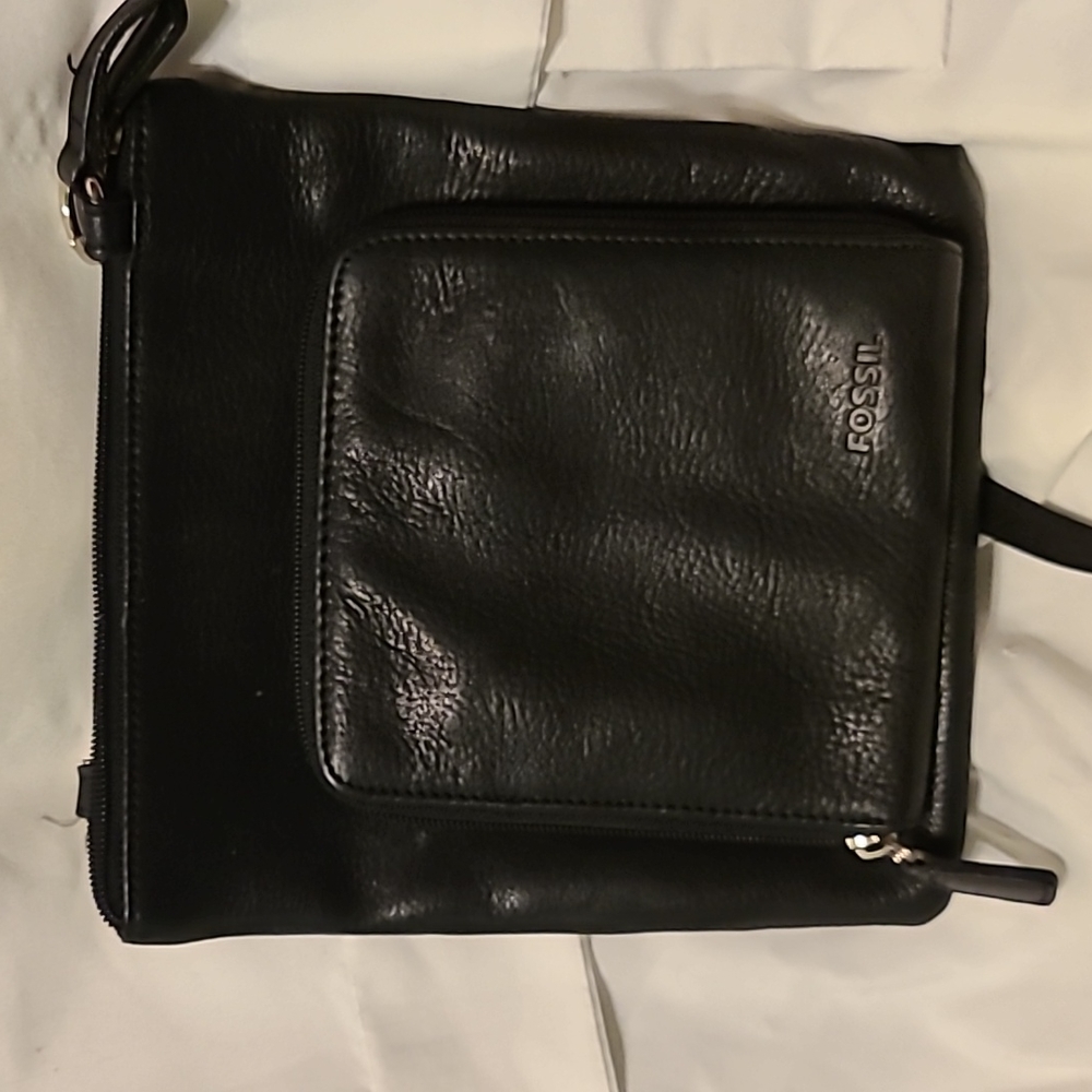 Fossil crossbody black leather bag